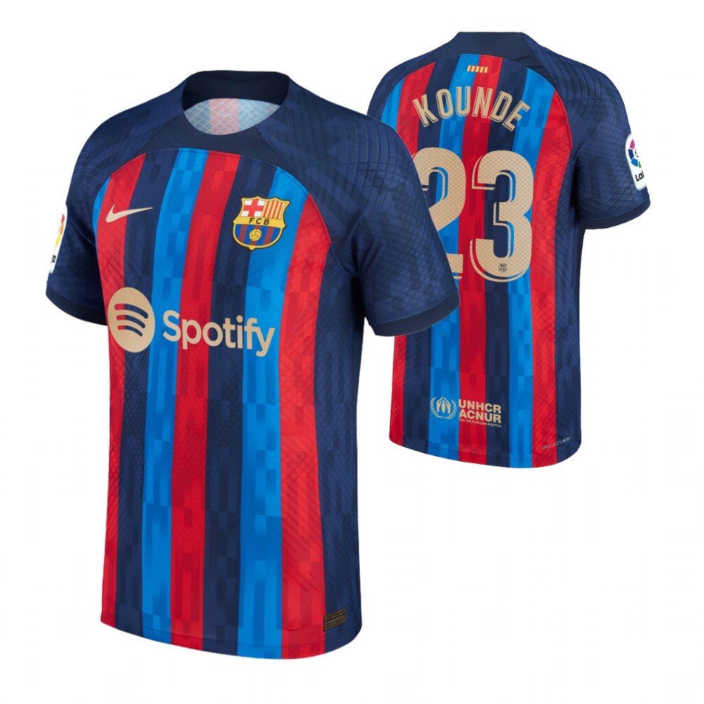 Nike Men's FC Barcelona 2022-23 Jules Kounde 23 home Jersey