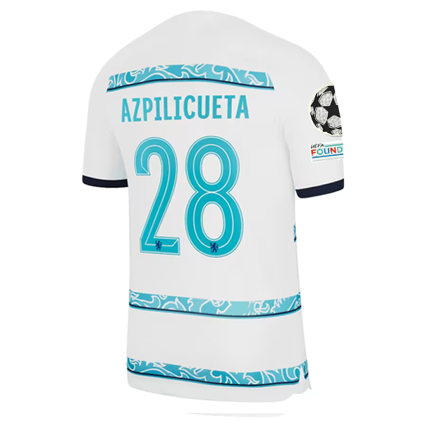 Nike Chelsea Azpilicueta Away Jersey w/ Champions League + Club World Cup Patches 22/23 (White/College Navy)