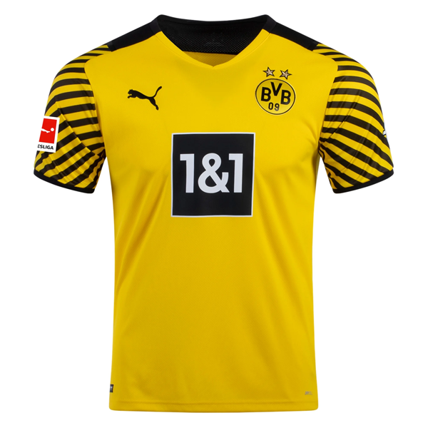 Puma Dortmund Gio Reyna Home Jersey w/ Bundesliga Patch 21/22 (Cyber Yellow/Black)