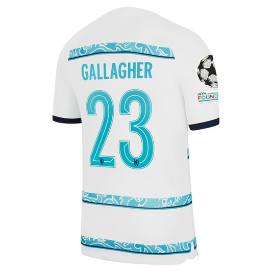 Nike Chelsea Conor Gallagher Away Jersey w/ Champions League + Club World Cup Patches 22/23 (White/College Navy)