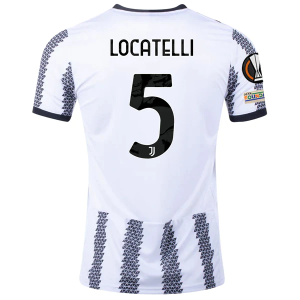 adidas Juventus Locatelli Home Jersey w/ Europa League Patches 22/23 (White/Black)