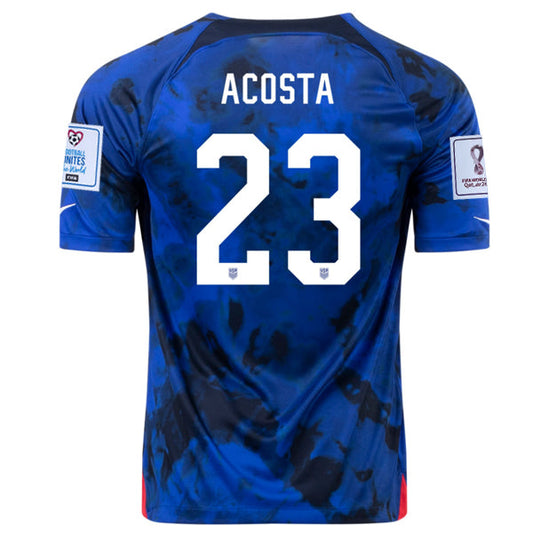 Nike United States Acosta Away Jersey 22/23 w/ World Cup 2022 Patches (Bright Blue/White)