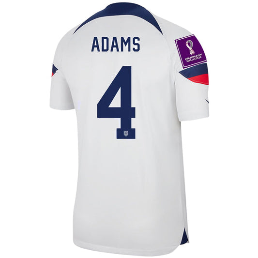 Nike United States Tyler Adams Authentic Match Home Jersey 22/23 w/ World Cup 2022 Patches (White/Loyal Blue)