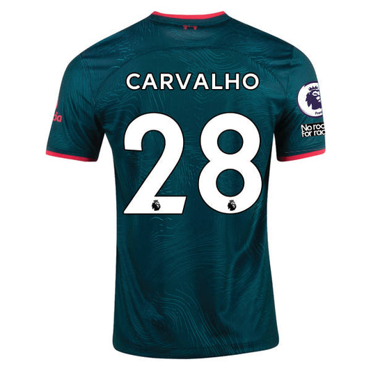 Nike Liverpool Carvalho Third Jersey 22/23 w/ EPL and NRFR Patches (Dark Atomic Teal/Siren Red)