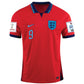 Nike England Harry Kane Away Jersey 22/23 w/ World Cup 2022 Patches (Challenge Red/Blue Void)