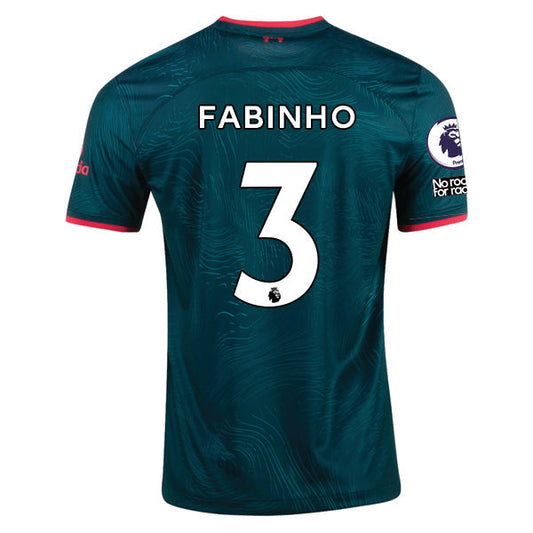 Nike Liverpool Fabinho Third Jersey 22/23 w/ EPL and NRFR Patches (Dark Atomic Teal/Siren Red)