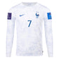 Nike France Griezmann Away Long Sleeve Jersey 22/23 w/ World Cup 2022 Patches (White/Game Royal)