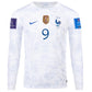 Nike France Olivier Giroud Away Long Sleeve Jersey 22/23 w/ World Cup 2022 Patches (White/Game Royal)