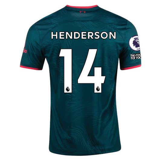 Products Nike Liverpool Henderson Third Jersey 22/23 w/ EPL and NRFR Patches (Dark Atomic Teal/Siren Red)