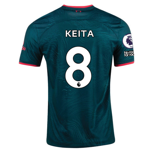 Nike Liverpool Keita Third Jersey 22/23 w/ EPL and NRFR Patches (Dark Atomic Teal/Siren Red)