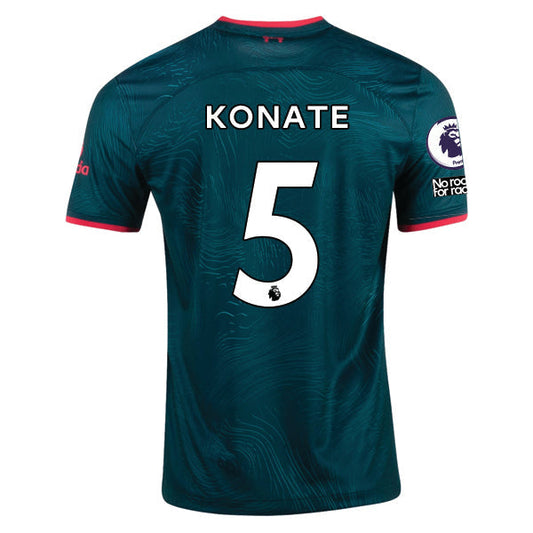 Nike Liverpool Konate Third Jersey 22/23 w/ EPL and NRFR Patches (Dark Atomic Teal/Siren Red)