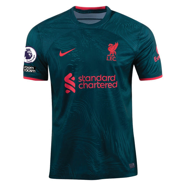 Nike Liverpool Henderson Third Jersey 22/23 w/ EPL and NRFR Patches (Dark Atomic Teal/Siren Red)