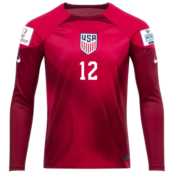 Nike Ethan Horvath United States Goalkeeper Long Sleeve Jersey w/ World Cup 2022 Patches (Mystic Hibiscus/Team Red)