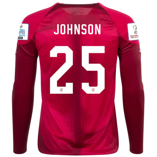 Nike Sean Johnson United States Goalkeeper Long Sleeve Jersey w/ World Cup 2022 Patches (Mystic Hibiscus/Team Red)