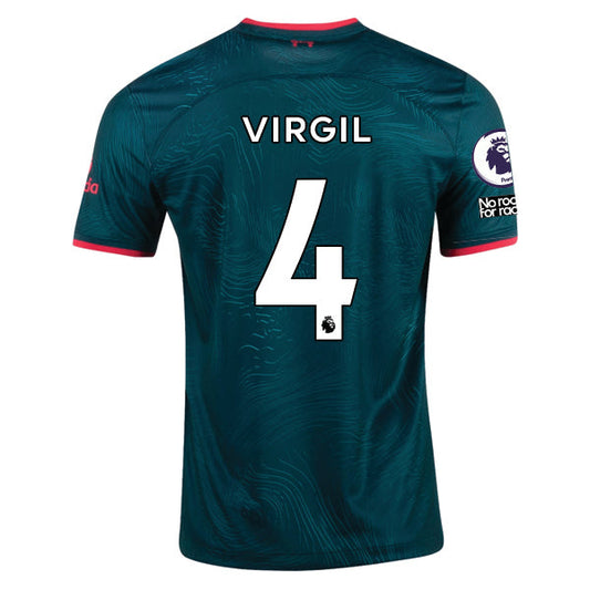 Products Nike Liverpool Virgil Van Dijk Third Jersey 22/23 w/ EPL and NRFR Patches (Dark Atomic Teal/Siren Red)