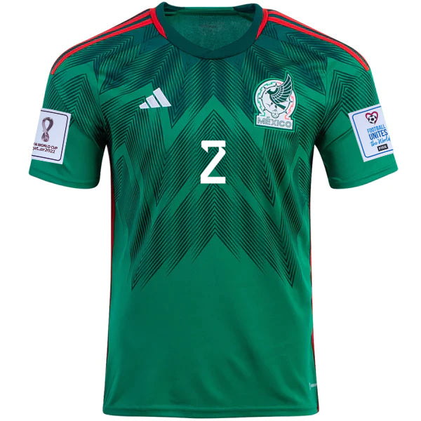 Adidas Mexico Nestor Araujo Home Jersey w/ World Cup 2022 Patches 22/23 (Vivid Green)
