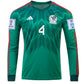 adidas Mexico Edson Alvarez Home Long Sleeve Jersey 22/23 w/ World Cup 2022 Patches (Vivid Green)