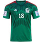 adidas Men's Mexico Andres Guardado Home Jersey w/ World Cup 2022 Patches 22/23 (Vivid Green)