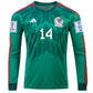 adidas Mexico Erick Gutiérrez Home Long Sleeve Jersey 22/23 w/ World Cup Patches (Vivid Green)