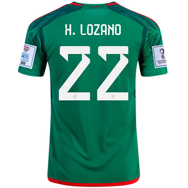 Adidas Mexico Irving Lozano Home Jersey w/ World Cup 2022 Patches 22/23 (Vivid Green)