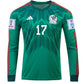 adidas Mexico Pineda Home Long Sleeve Jersey 22/23 w/ World Cup Patches (Vivid Green)