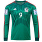 adidas Mexico Raul Jimenez Home Long Sleeve Jersey 22/23 w/ World Cup 2022 Patches (Vivid Green)