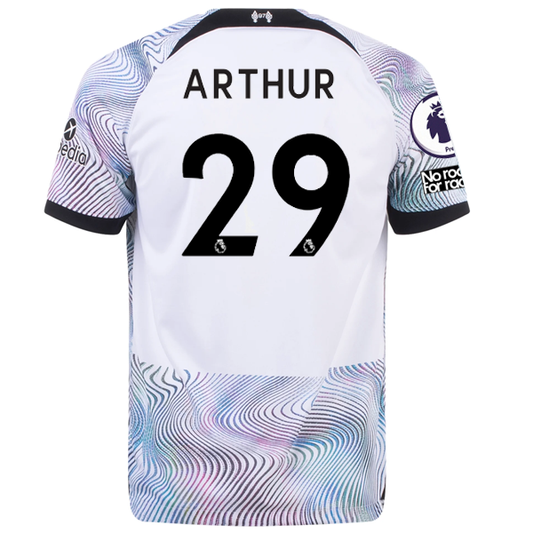 Nike Liverpool Arthur Away Jersey w/ EPL + No Room For Racism Patches 22/23 (White/Black)