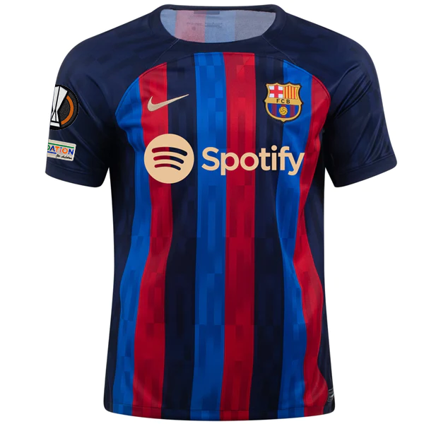 Nike Barcelona Gavi Home Jersey w/ Europa League Patches 22/23 (Obsidian/Sesame)