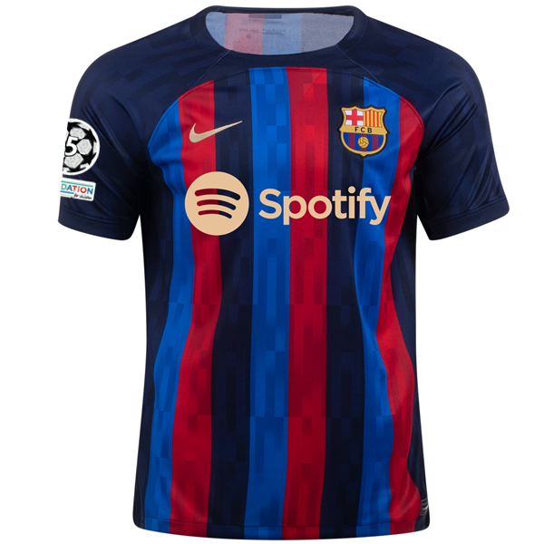 Nike Barcelona Gavi Home Jersey w/ Champions League Patches 22/23 (Obsidian/Sesame)