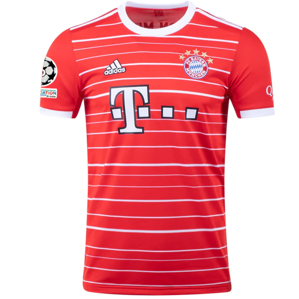 adidas Bayern Munich Benjamin Pavard Home Jersey w/ Champions League Patches 22/23 (Red/White)