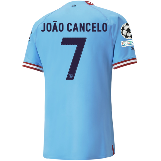 Puma Manchester City Authentic Joao Cancelo Home Jersey w/ Champions League Patches 22/23 (Team Light Blue/Intense Red)