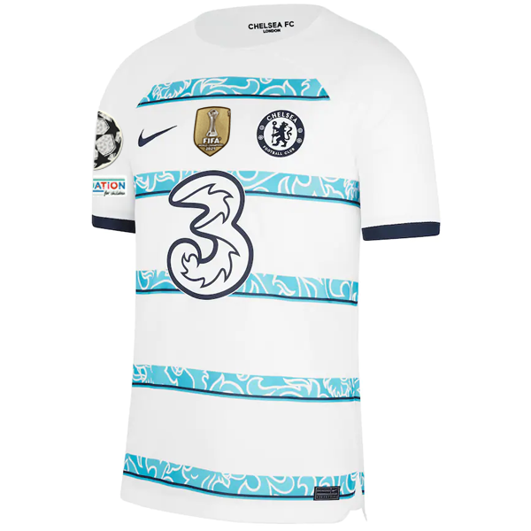 Nike Chelsea Aubameyang Away Jersey w/ Champions League + Club World Cup Patches 22/23 (White/College Navy)