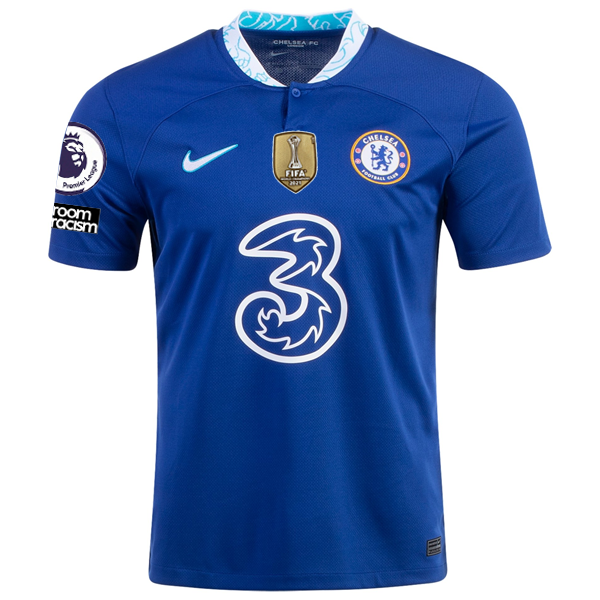 Nike Chelsea Hakim Ziyech Home Jersey w/ EPL + Club World Cup Patches 22/23 (Rush Blue)