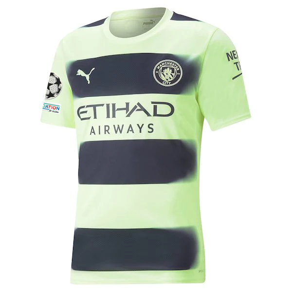 Puma Manchester City Jack Grealish Third Jersey w/ Champions League Patches 22/23 (Fizzy Light/Parisian Night)