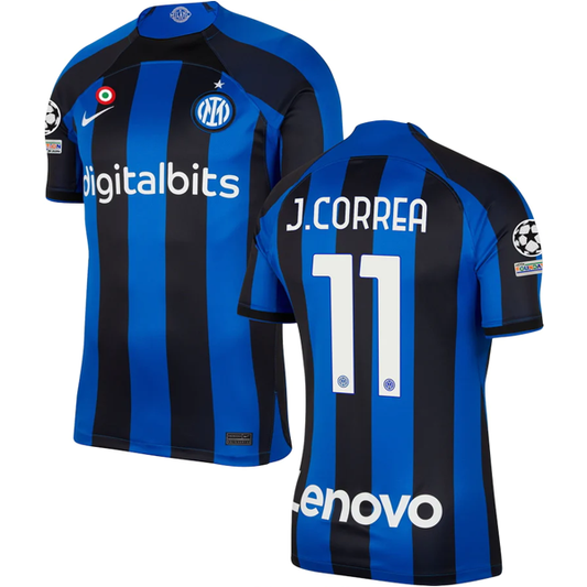 Nike Inter Milan Correa Home Jersey w/ Champions League Patches 22/23 (Lyon Blue/Black)