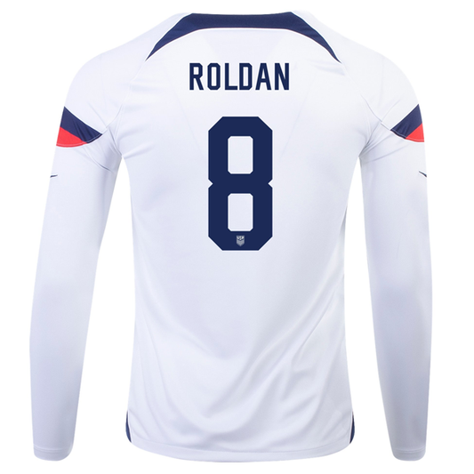Nike United States Cristian Roldan Home Long Sleeve Jersey 22/23 (White/Loyal Blue)