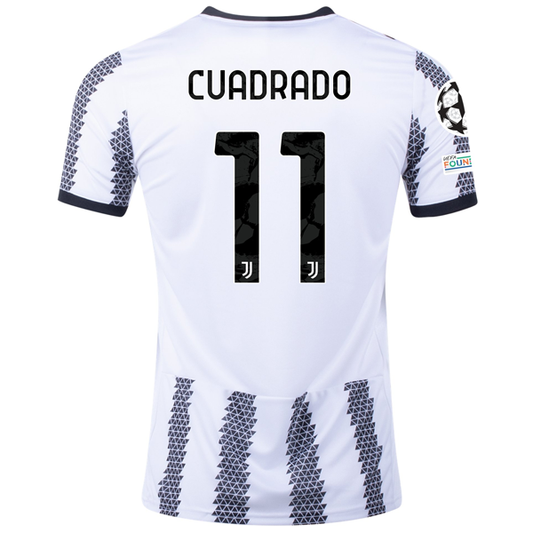 adidas Juventus Juan Cuadrado Home Jersey w/ Champions League Patches 22/23 (White/Black)
