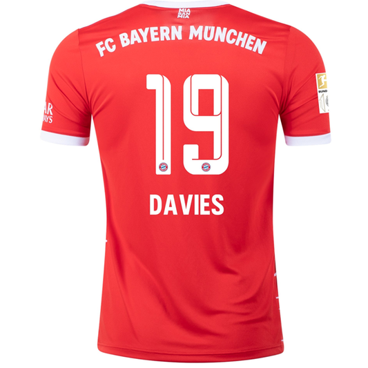 adidas Bayern Munich Alphonso Davies Home Jersey w/ Bundesliga + 10 Times Winner Patch 22/23 (Red/White)