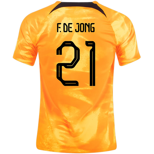 Nike Netherlands Frenkie De Jong Home Jersey 22/23 (Laser Orange/Black)