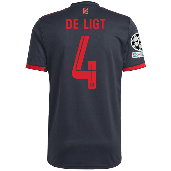 adidas Bayern Munich De Ligt Third Jersey w/ Champions League Patches 22/23 (Night Grey)