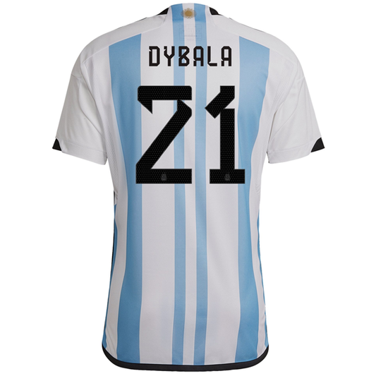 Adidas Argentina Paulo Dybala Home Jersey w/ Copa America Champion Patch 22/23 (White/Team Light Blue)