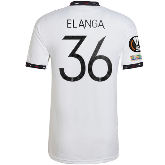 adidas Manchester United Anthony Elanga Away Jersey w/ Europa League Patches 22/23 (White)