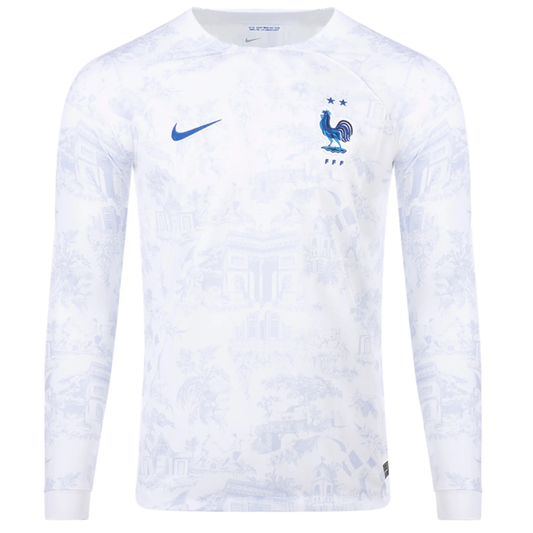 Nike France Long Sleeve Away Jersey 22/23 (White/Game Royal)