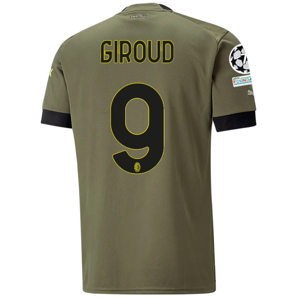 Puma AC Milan Oliver Giroud Third Jersey w/ Scudetto + Serie A Patch 22/23 (Dark Green Moss/Spring Moss)
