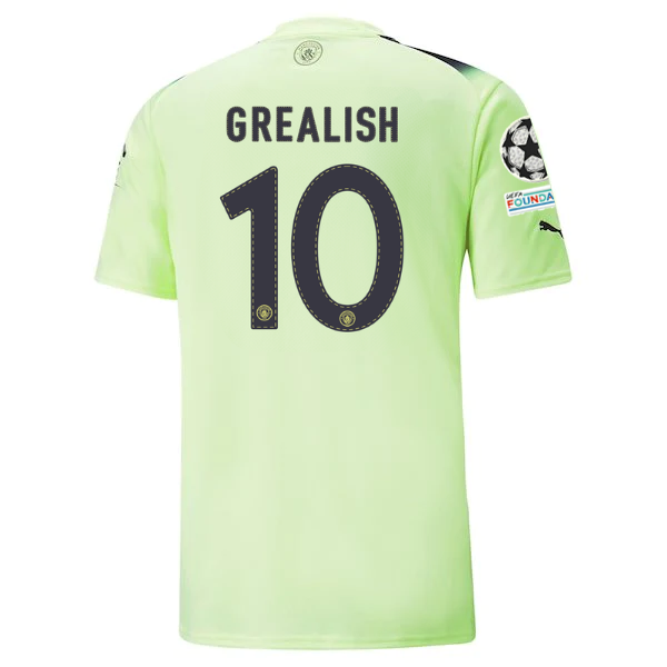 Puma Manchester City Jack Grealish Third Jersey w/ Champions League Patches 22/23 (Fizzy Light/Parisian Night)