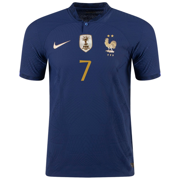 Nike France Authentic Match Antoine Griezmann Home Jersey w/ World Cup Champion Patch 22/23 (Midnight Navy/Metallic Gold)