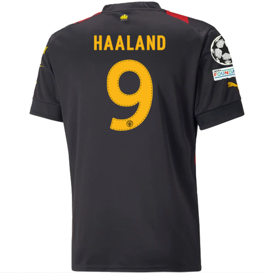 Puma Manchester City Erling Haaland Away Jersey w/ Champions League Patches 22/23 (Puma Black/Tango Red)