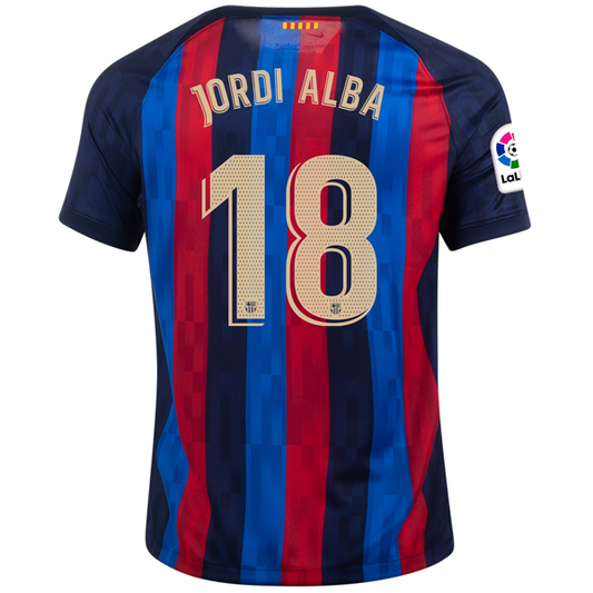 Nike Barcelona Jordi Alba Home Jersey w/ La Liga Patch 22/23 (Obsidian/Sesame)