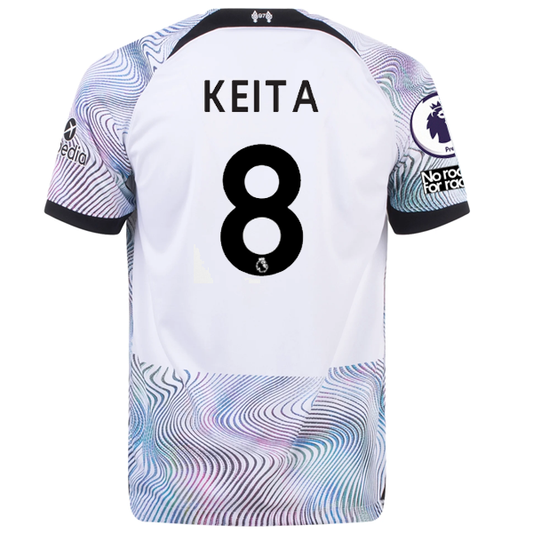 Nike Liverpool Naby Keita Away Jersey w/ EPL + No Room For Racism Patches 22/23 (White/Black)