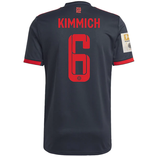 adidas Bayern Munich Joshua Kimmich Third Jersey w/ Bundesliga +10 Times Winner Patches 22/23 (Night Grey)
